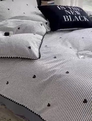 91家纺网 家纺一手货源 找家纺 HL原创2023新款贝壳边全棉四件套 音律