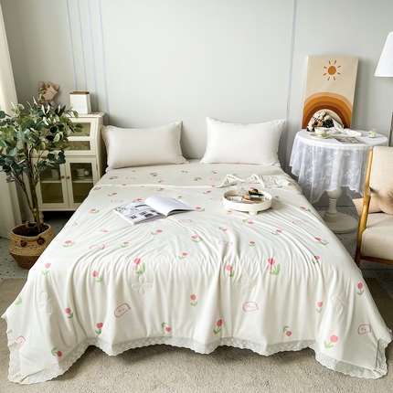 澳洲羽 2024新款A类凉感丝花边夏被 郁金香