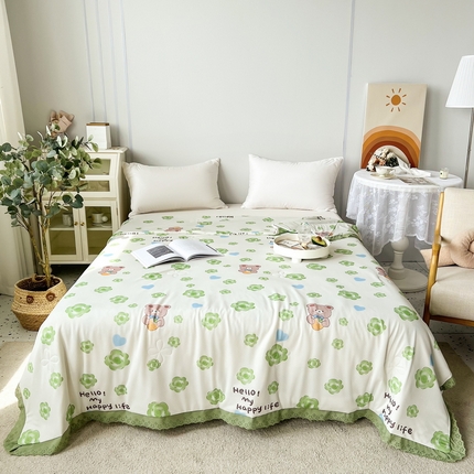 91家纺网 家纺一手货源 找家纺 澳洲羽 2024新款A类凉感丝花边夏被 甜蜜小熊