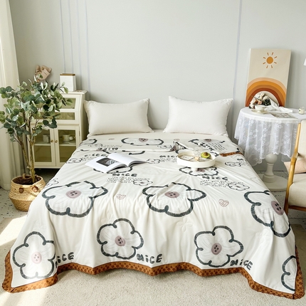 91家纺网 家纺一手货源 找家纺 澳洲羽 2024新款A类凉感丝花边夏被 叶墨花开