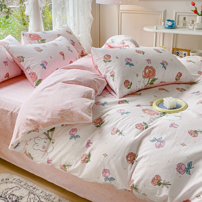 91家纺网 家纺一手货源 找家纺 感遇 2023 4月全棉四件套 15玫瑰小兔