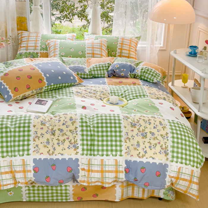 91家纺网 家纺一手货源 找家纺 感遇 2023 4月全棉四件套 1格子小花