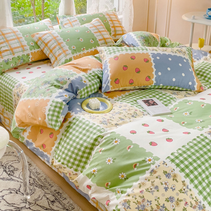 91家纺网 家纺一手货源 找家纺 感遇 2023 4月全棉四件套 1格子小花