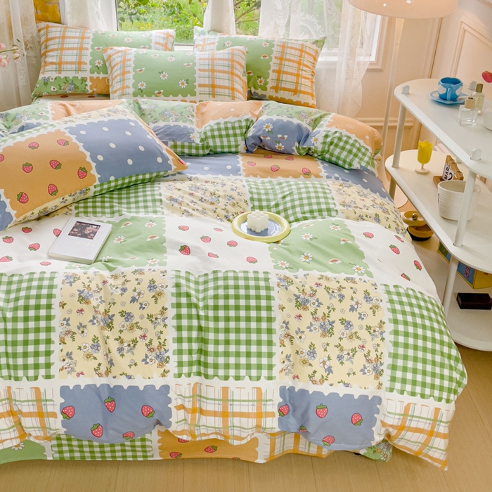 91家纺网 家纺一手货源 找家纺 感遇 2023 4月全棉四件套 1格子小花