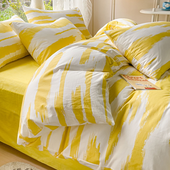 91家纺网 家纺一手货源 找家纺 感遇 2023 4月全棉四件套 6水波纹黄