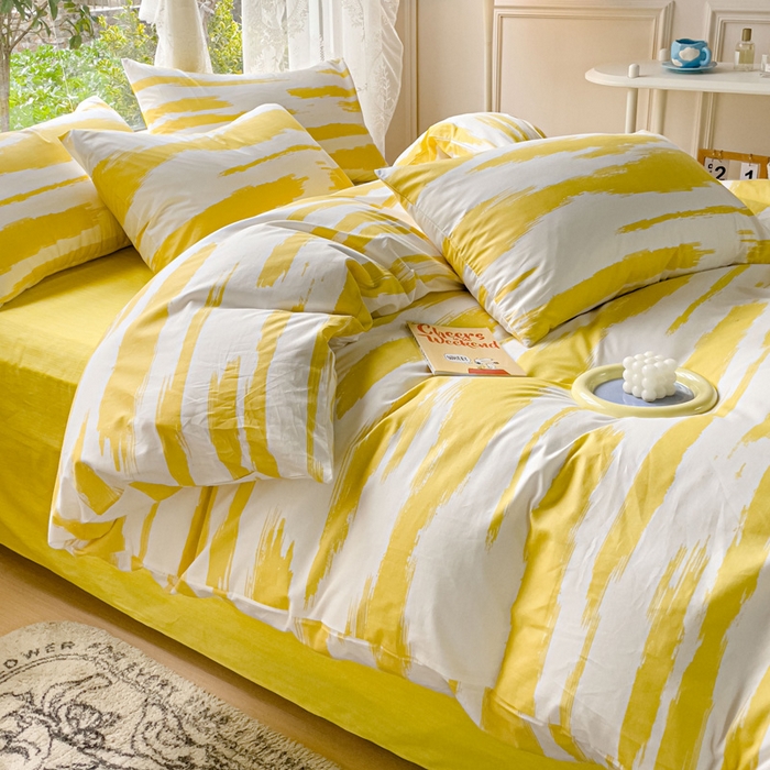 91家纺网 家纺一手货源 找家纺 感遇 2023 4月全棉四件套 6水波纹黄