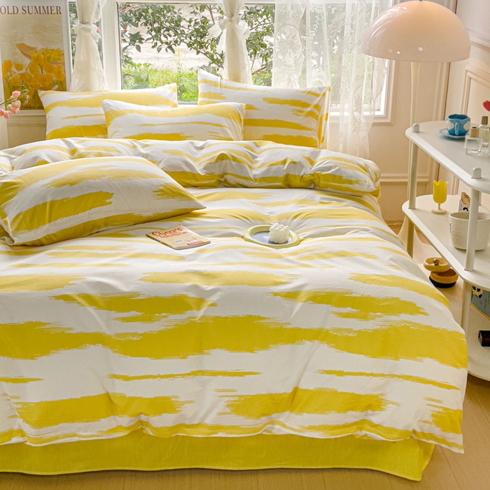 91家纺网 家纺一手货源 找家纺 感遇 2023 4月全棉四件套 6水波纹黄