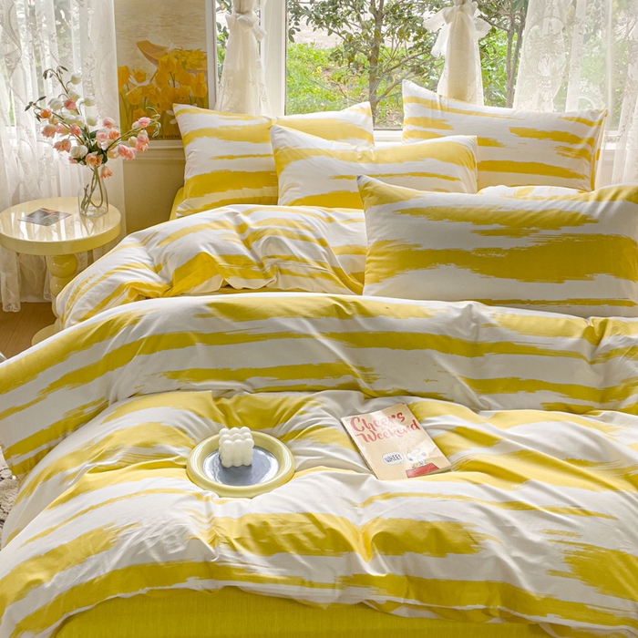 91家纺网 家纺一手货源 找家纺 感遇 2023 4月全棉四件套 6水波纹黄