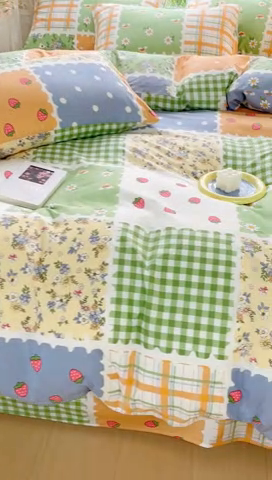 91家纺网 家纺一手货源 找家纺 感遇 2023 4月全棉四件套 1格子小花