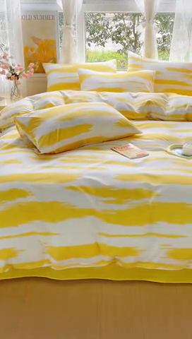 91家纺网 家纺一手货源 找家纺 感遇 2023 4月全棉四件套 6水波纹黄