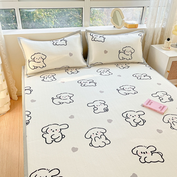 91家纺网 家纺一手货源 找家纺 慕尚  2025新款满天星凉席夏被组合四件套 可爱狗