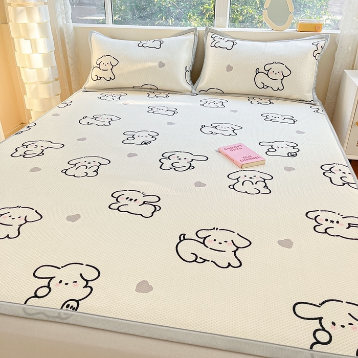 91家纺网 家纺一手货源 找家纺 慕尚  2025新款满天星凉席夏被组合四件套 可爱狗