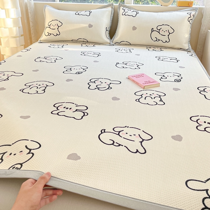 91家纺网 家纺一手货源 找家纺 慕尚  2025新款满天星凉席夏被组合四件套 可爱狗