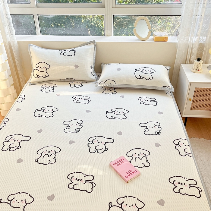 91家纺网 家纺一手货源 找家纺 慕尚  2025新款满天星凉席夏被组合四件套 可爱狗