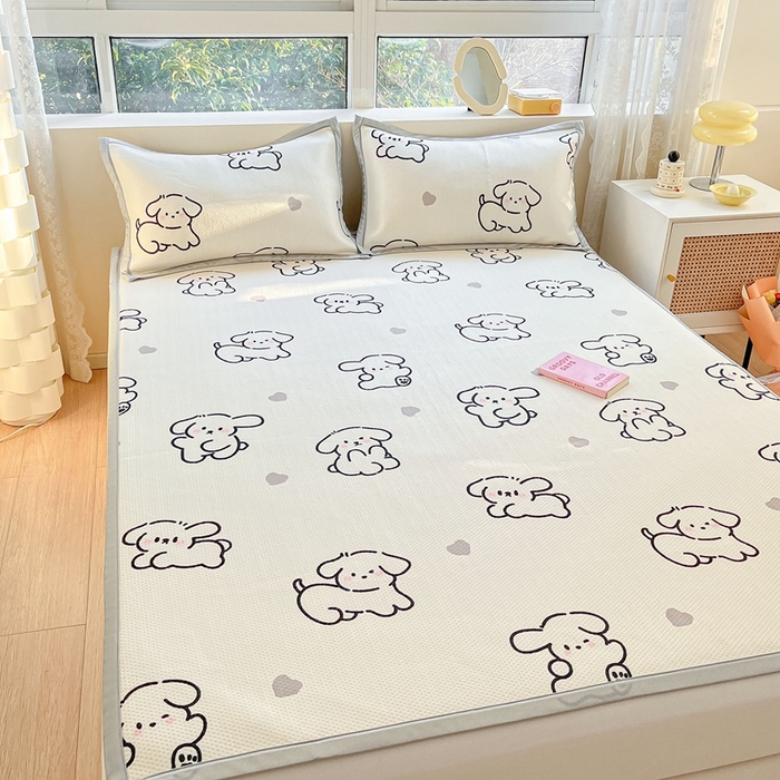 91家纺网 家纺一手货源 找家纺 慕尚  2025新款满天星凉席夏被组合四件套 可爱狗