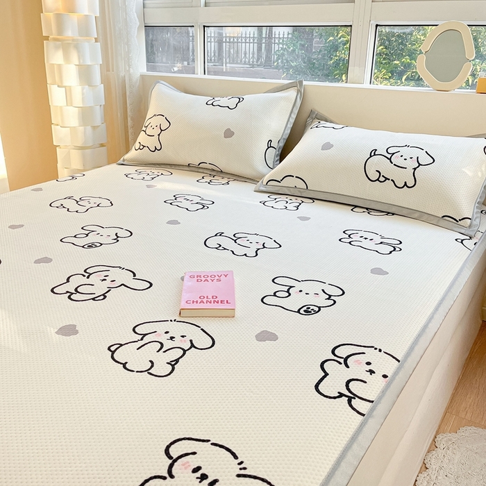 91家纺网 家纺一手货源 找家纺 慕尚  2025新款满天星凉席夏被组合四件套 可爱狗