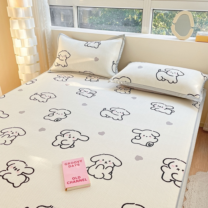 91家纺网 家纺一手货源 找家纺 慕尚  2025新款满天星凉席夏被组合四件套 可爱狗