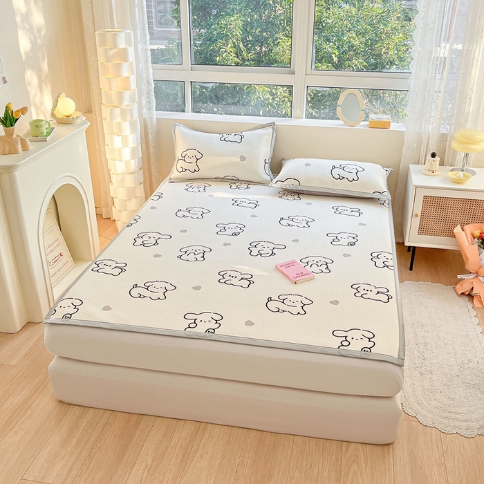 91家纺网 家纺一手货源 找家纺 慕尚  2025新款满天星凉席夏被组合四件套 可爱狗