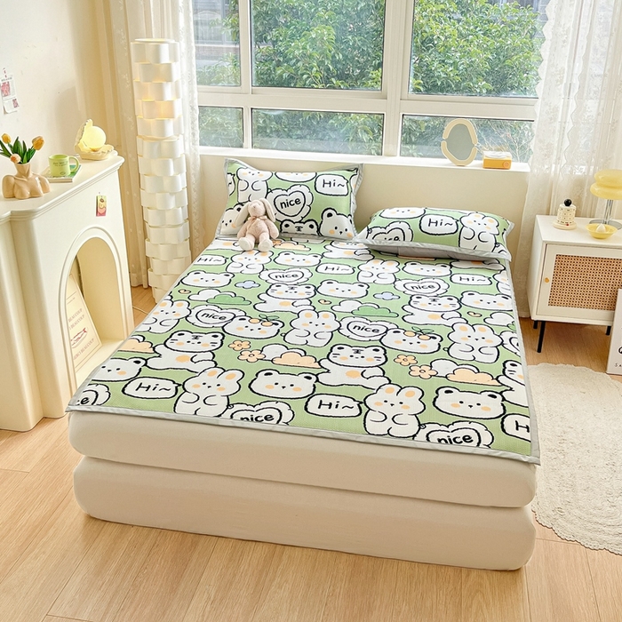 91家纺网 家纺一手货源 找家纺 慕尚  2025新款满天星凉席夏被组合四件套 绅士蓝