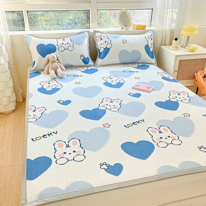 91家纺网 家纺一手货源 找家纺 慕尚  2025新款满天星凉席夏被组合四件套 幸运兔