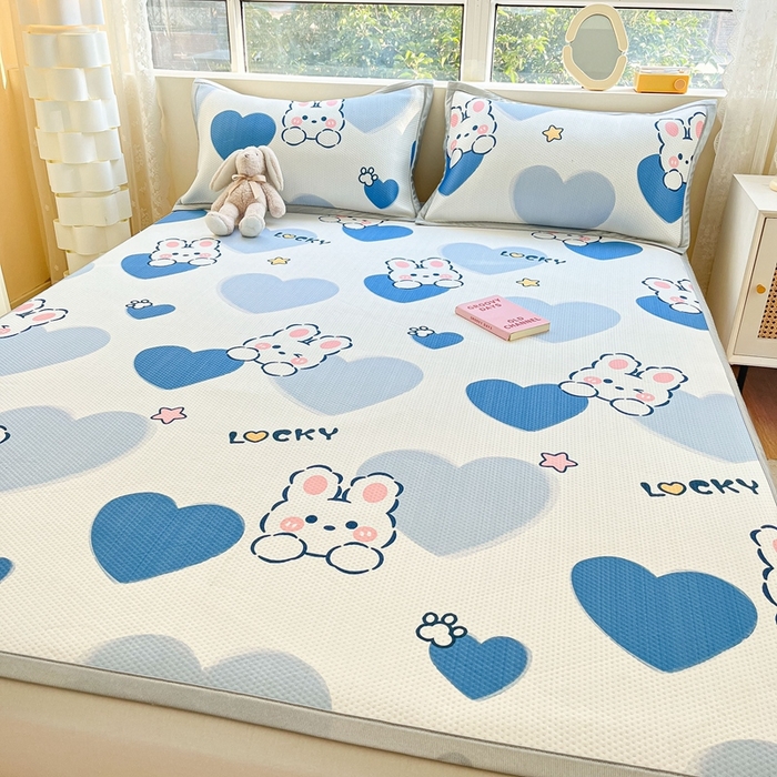 91家纺网 家纺一手货源 找家纺 慕尚  2025新款满天星凉席夏被组合四件套 幸运兔