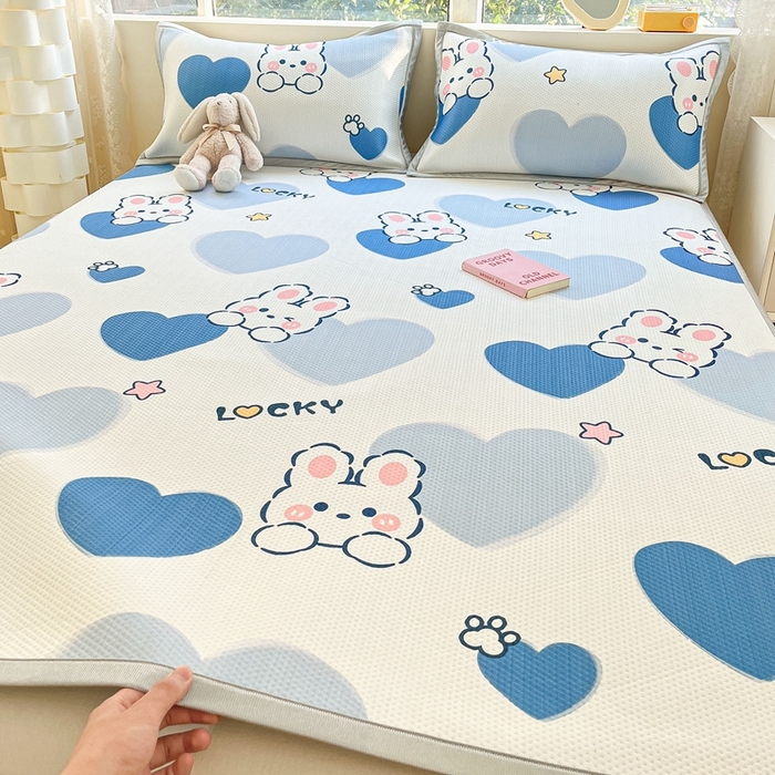 91家纺网 家纺一手货源 找家纺 慕尚  2025新款满天星凉席夏被组合四件套 幸运兔