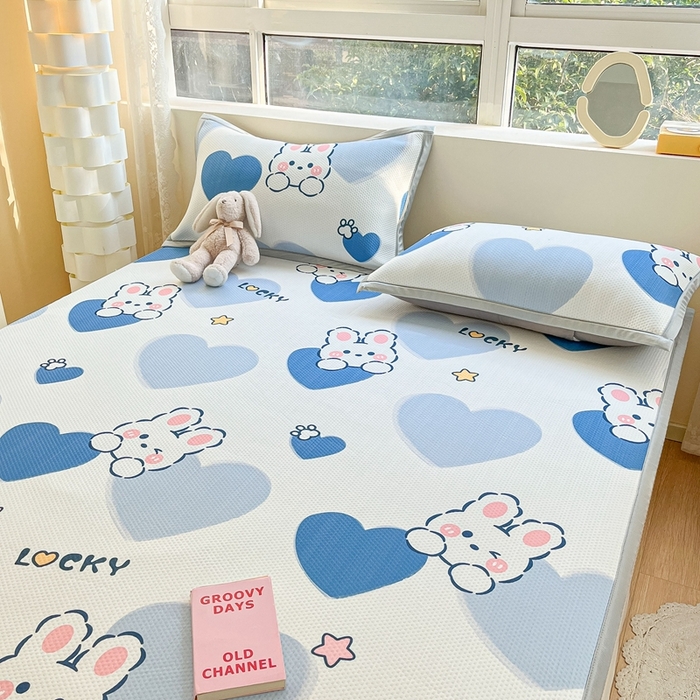 91家纺网 家纺一手货源 找家纺 慕尚  2025新款满天星凉席夏被组合四件套 幸运兔