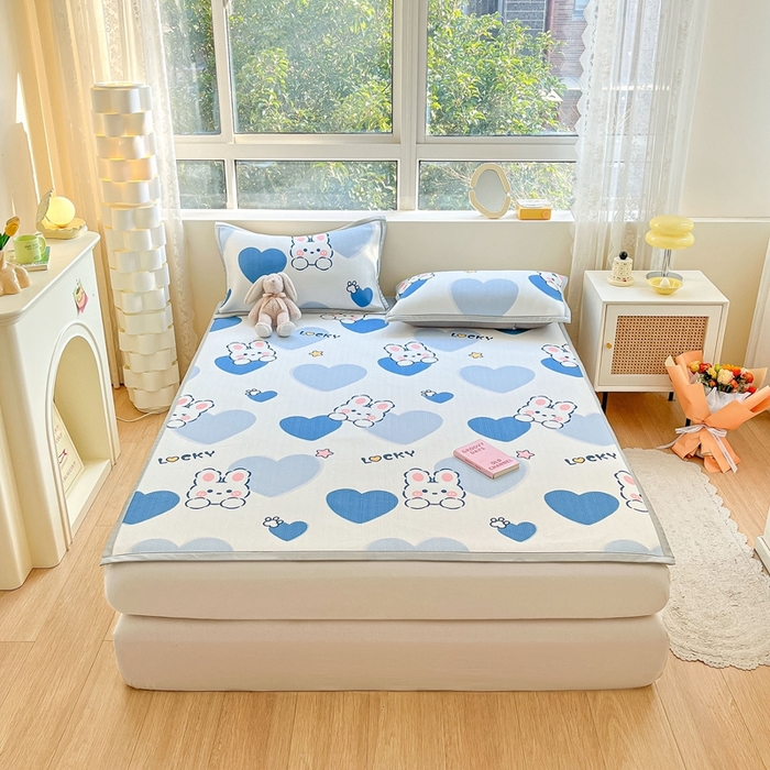 91家纺网 家纺一手货源 找家纺 慕尚  2025新款满天星凉席夏被组合四件套 幸运兔