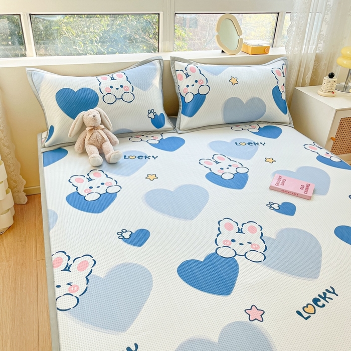 91家纺网 家纺一手货源 找家纺 慕尚  2025新款满天星凉席夏被组合四件套 幸运兔