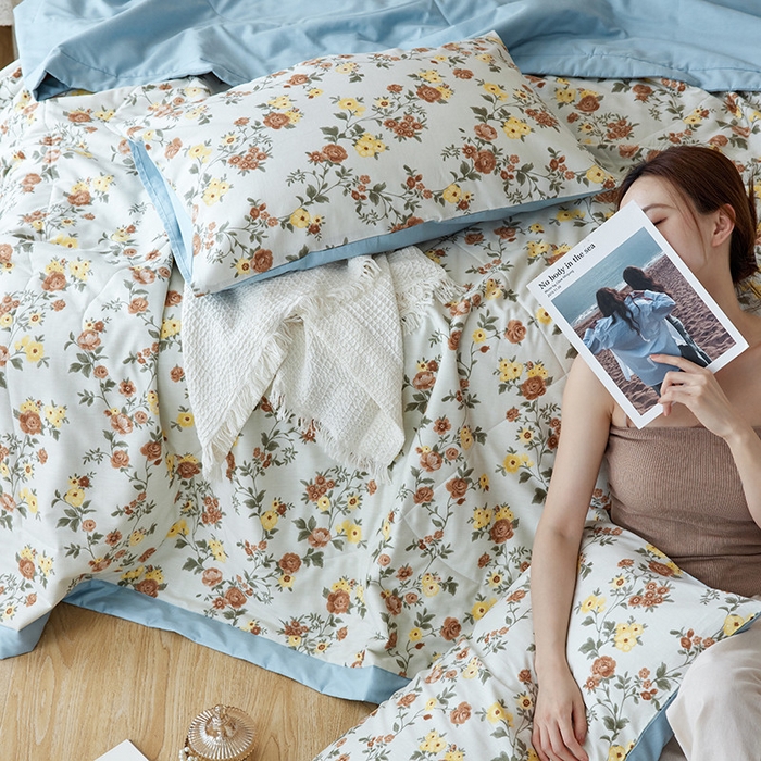 91家纺网 家纺一手货源 找家纺 莱福仕家纺2024新款全棉跑量款棉花夏被 春野