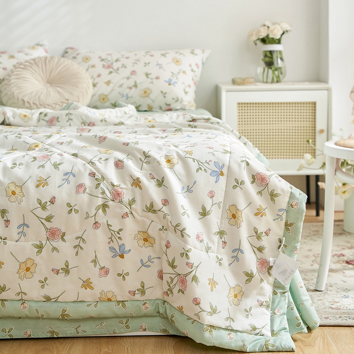 91家纺网 家纺一手货源 找家纺 莱福仕家纺2024新款全棉跑量款棉花夏被 情人花园