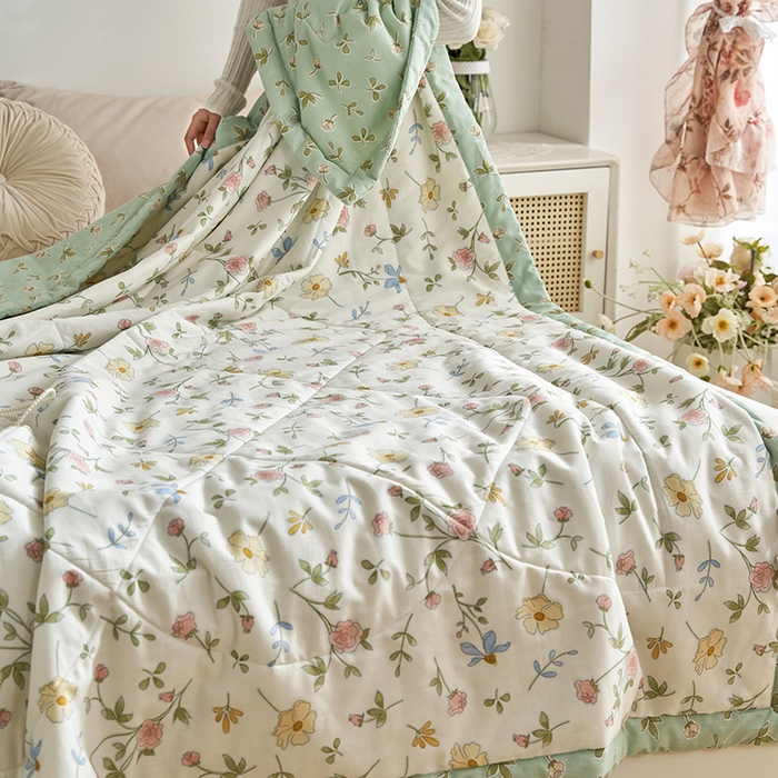 91家纺网 家纺一手货源 找家纺 莱福仕家纺2024新款全棉跑量款棉花夏被 情人花园