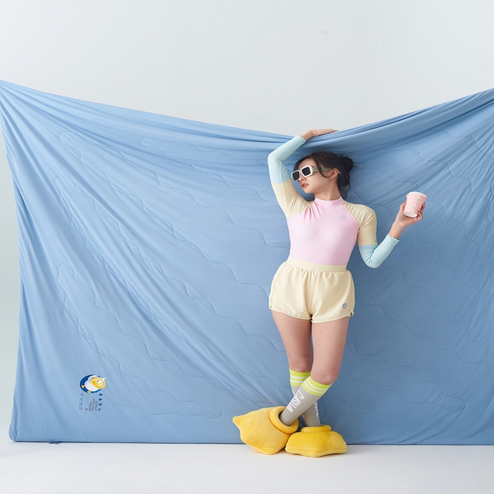 91家纺网 家纺一手货源 找家纺 莱福仕家纺 2024新款解放鸭力凉感蚕丝夏被 莱茵蓝