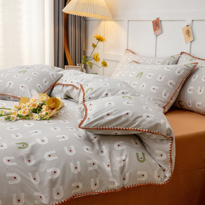 91家纺网 家纺一手货源 找家纺 乐居坊2023新款印花水洗双层纱贝壳绣四件套 放飞梦想