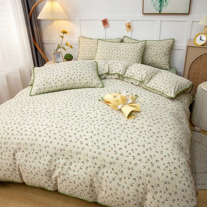 91家纺网 家纺一手货源 找家纺 乐居坊2023新款印花水洗双层纱贝壳绣四件套 花季