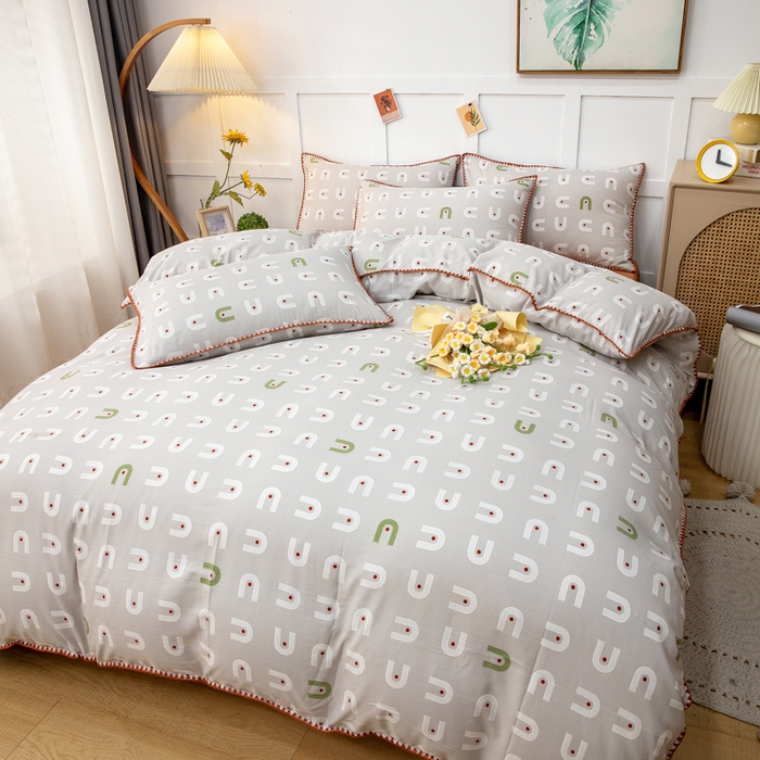 91家纺网 家纺一手货源 找家纺 乐居坊2023新款印花水洗双层纱贝壳绣四件套 放飞梦想