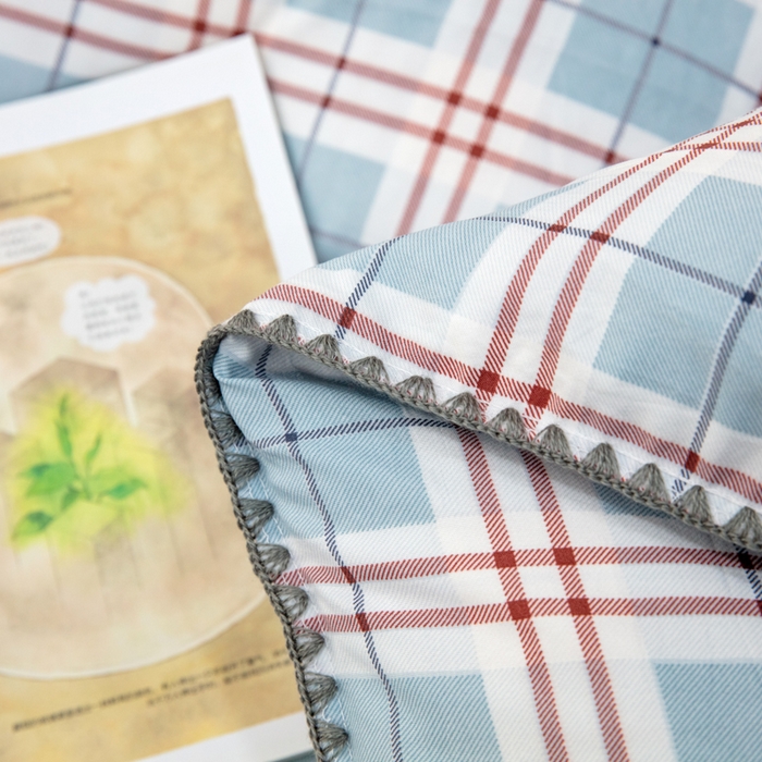 91家纺网 家纺一手货源 找家纺 乐居坊2023新款印花水洗双层纱贝壳绣四件套 简约格灰