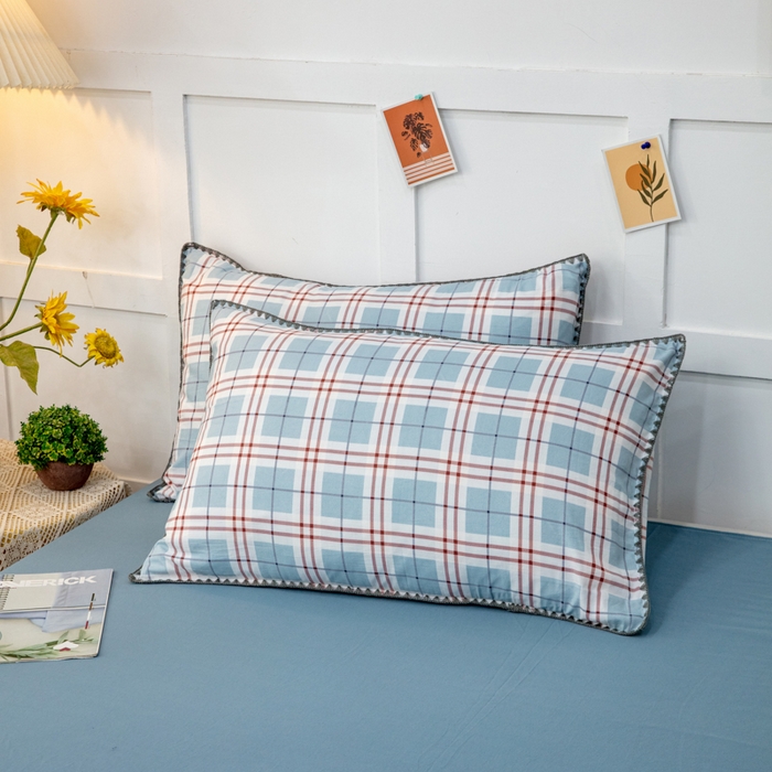 91家纺网 家纺一手货源 找家纺 乐居坊2023新款印花水洗双层纱贝壳绣四件套 简约格灰