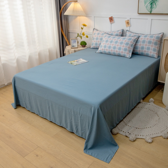 91家纺网 家纺一手货源 找家纺 乐居坊2023新款印花水洗双层纱贝壳绣四件套 简约格灰