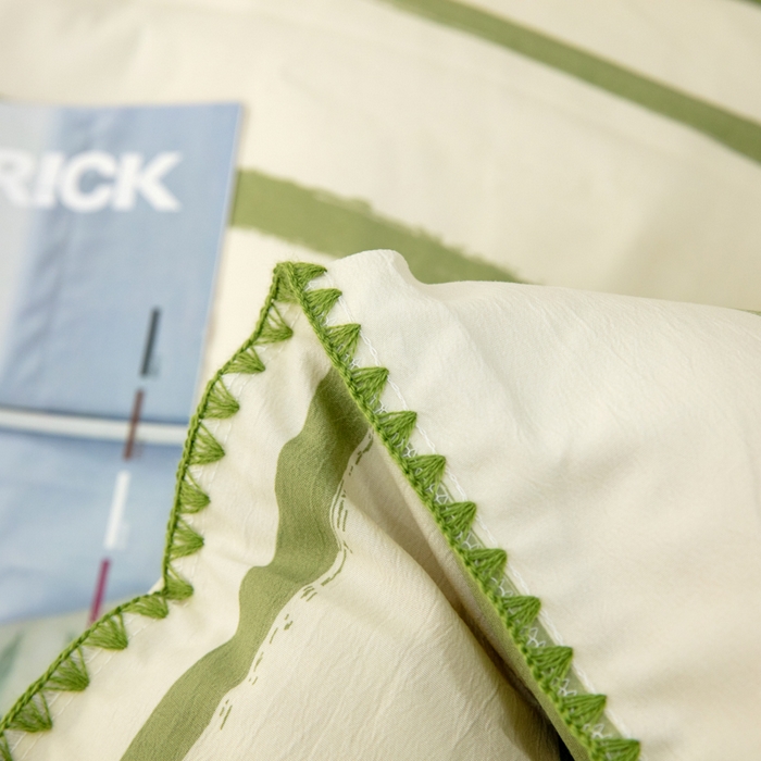 91家纺网 家纺一手货源 找家纺 乐居坊2023新款印花水洗双层纱贝壳绣四件套 墨尔本 晴