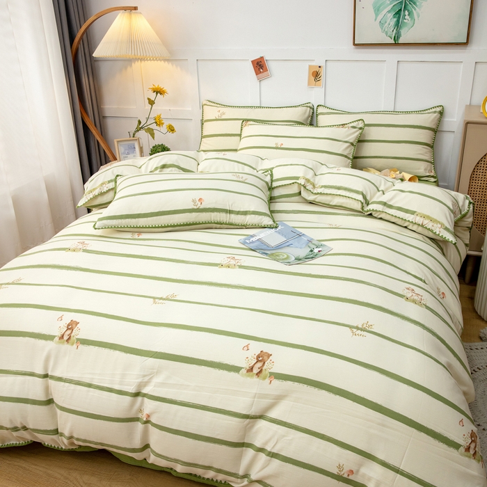 91家纺网 家纺一手货源 找家纺 乐居坊2023新款印花水洗双层纱贝壳绣四件套 墨尔本 晴