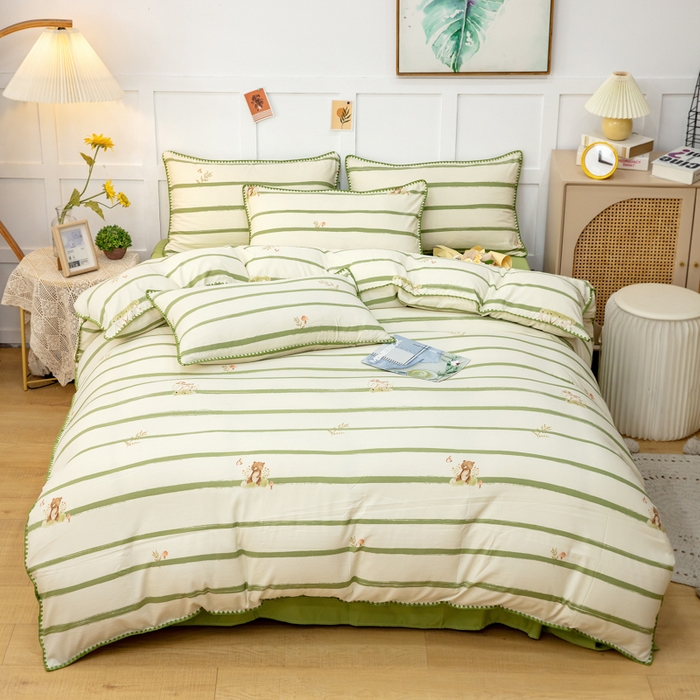 91家纺网 家纺一手货源 找家纺 乐居坊2023新款印花水洗双层纱贝壳绣四件套 墨尔本 晴