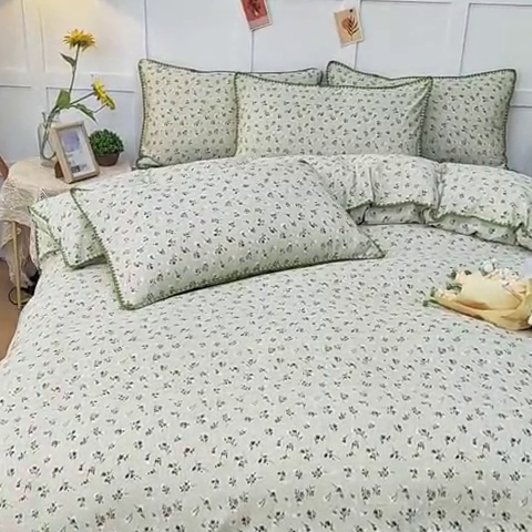 91家纺网 家纺一手货源 找家纺 乐居坊2023新款印花水洗双层纱贝壳绣四件套 花季
