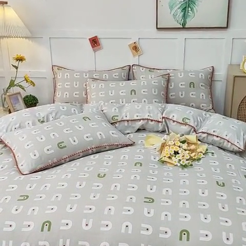 91家纺网 家纺一手货源 找家纺 乐居坊2023新款印花水洗双层纱贝壳绣四件套 放飞梦想