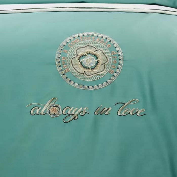 91家纺网 家纺一手货源 找家纺 U品汇 2023新品120支60S长绒棉宽边刺绣花贡缎纯棉全棉四件套 奢雅-富贵兰