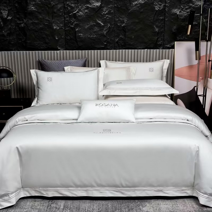 91家纺网 家纺一手货源 找家纺 U品汇 2023新品120支60S长绒棉宽边刺绣花贡缎纯棉全棉四件套 奥丁-奶油白