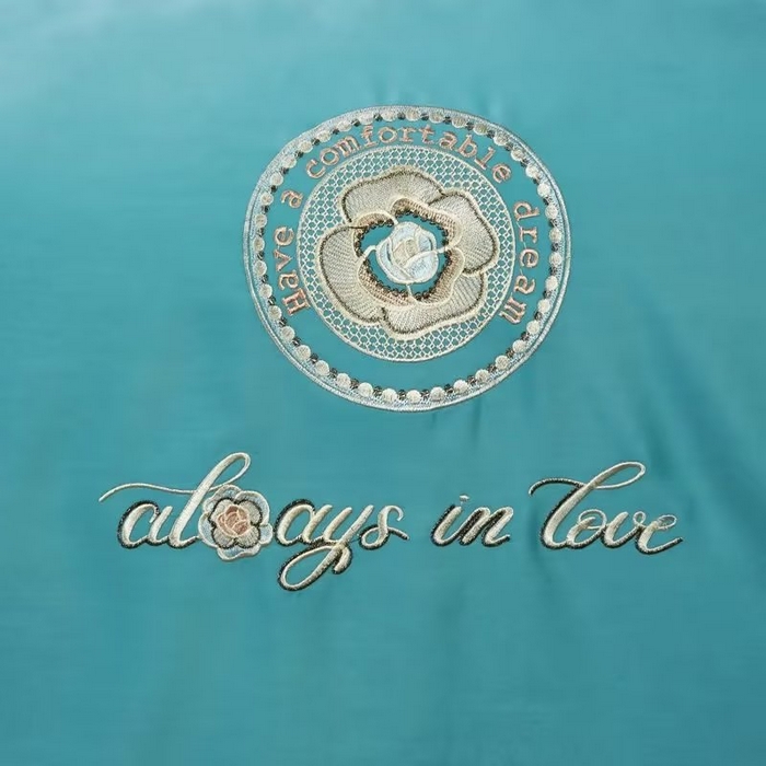 91家纺网 家纺一手货源 找家纺 U品汇 2023新品120支60S长绒棉宽边刺绣花贡缎纯棉全棉四件套 奢雅-晴空蓝