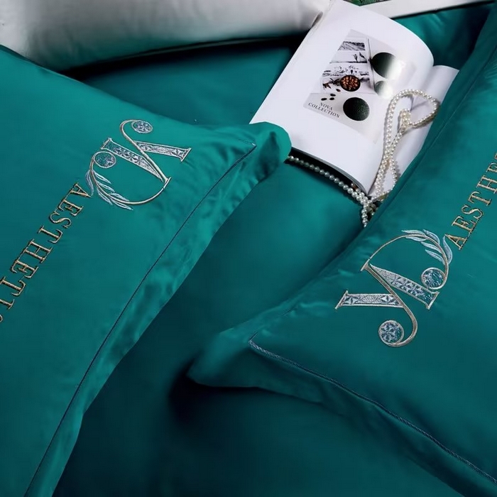 91家纺网 家纺一手货源 找家纺 U品汇 2023新品120支60S长绒棉宽边刺绣花贡缎纯棉全棉四件套 祖马龙-宾利蓝