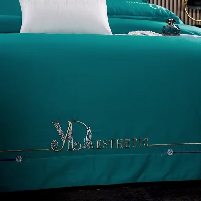 91家纺网 家纺一手货源 找家纺 U品汇 2023新品120支60S长绒棉宽边刺绣花贡缎纯棉全棉四件套 祖马龙-宾利蓝