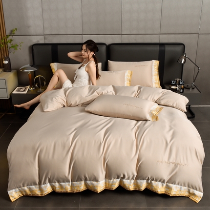 91家纺网 家纺一手货源 找家纺 （总）米奈 2024新款A类水洗真丝四件套-星光